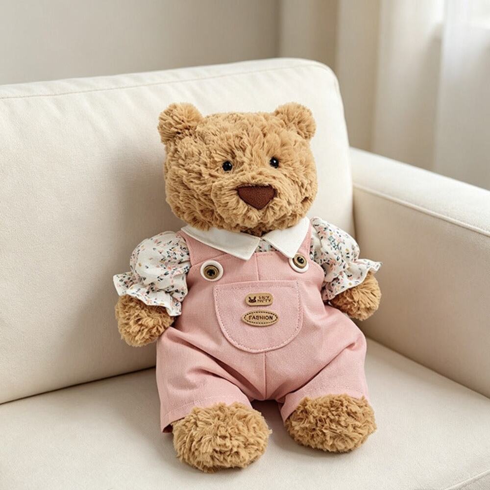 Pink Multicolor Polka Dot Overalls for Bartholomew Bear – 10inch [JC-155-10IN]